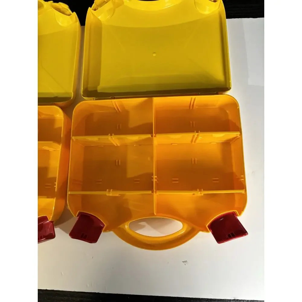 LEGO Set of 2 Storage Carrying Cases Yellow & Orange Adjustable Dividers VG Cond